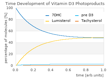 Simulation of the development of the Vitamin D3 photoproducts